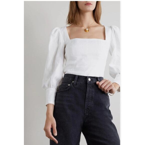 NWOT Reformation Stilton 100% Linen Top in White Size 4 - Picture 1 of 6